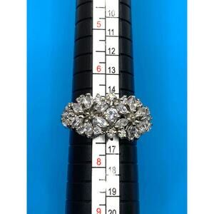 Floral Crystal Silver Overlay Ring Made with SWAROVSKI Elements Sz 7